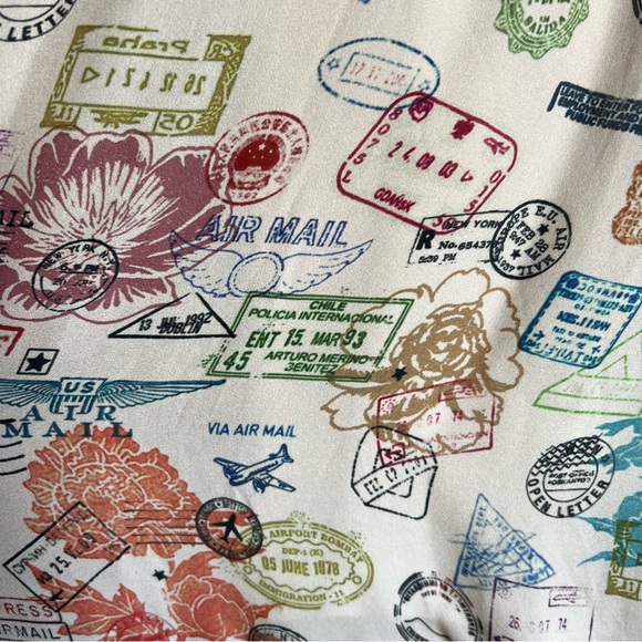 Nicole Miller 100% Silk Passport Stamp Dress - Picture 12 of 16